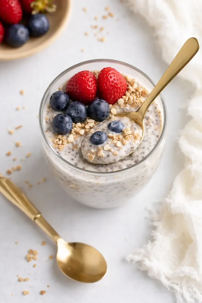 Coconut Milk Chia Pudding ( top view )