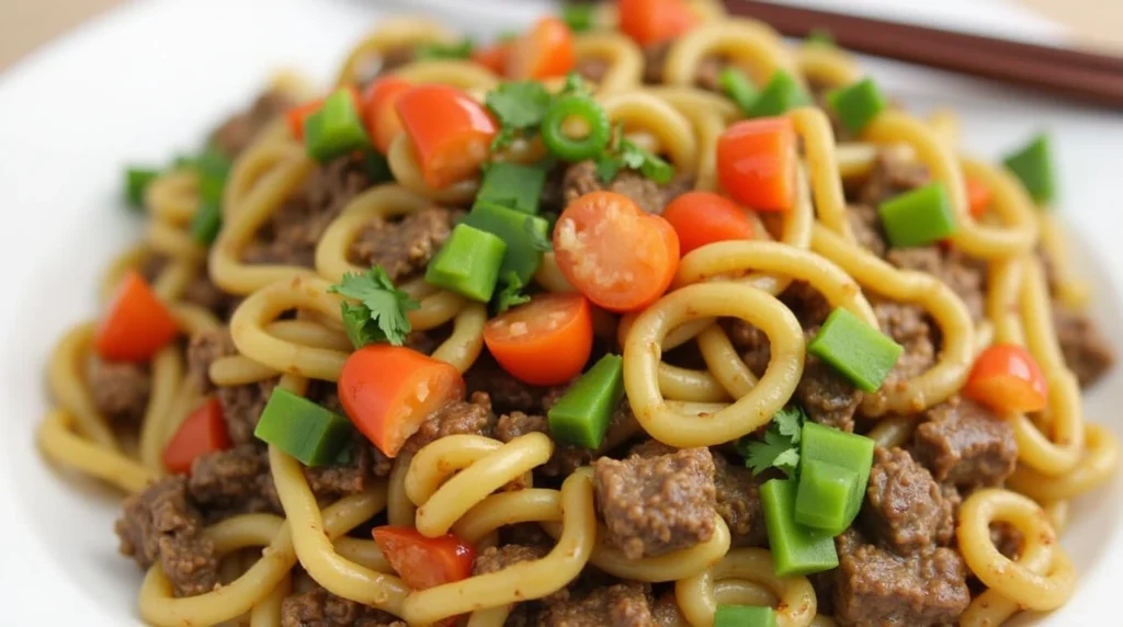 Mongolian Ground Beef Noodles