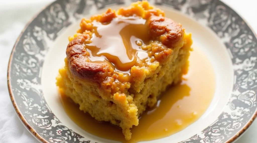 Simple Pumpkin Bread Pudding with Brown Sugar Sauce