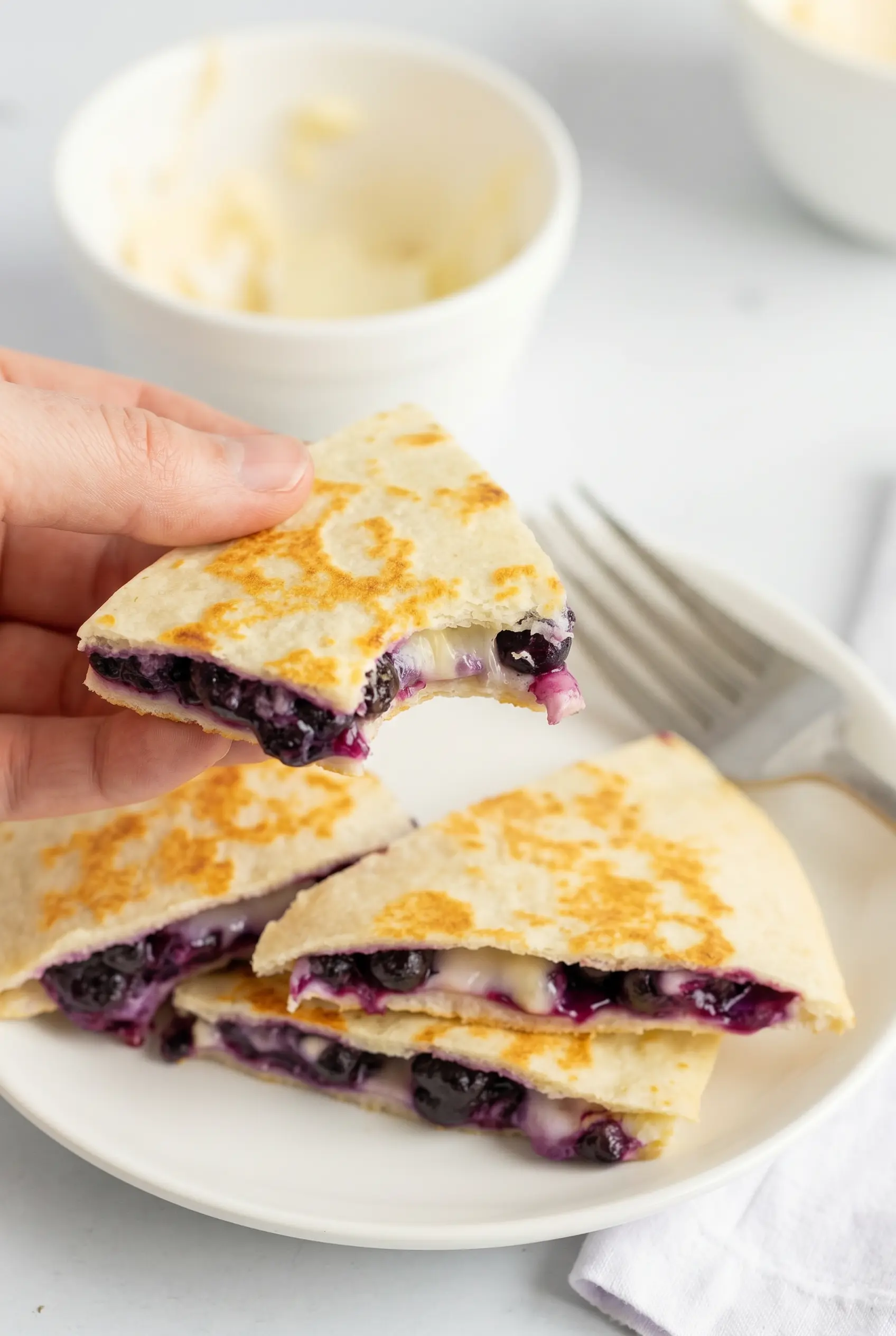 Blueberry Breakfast Quesadilla ( top view )