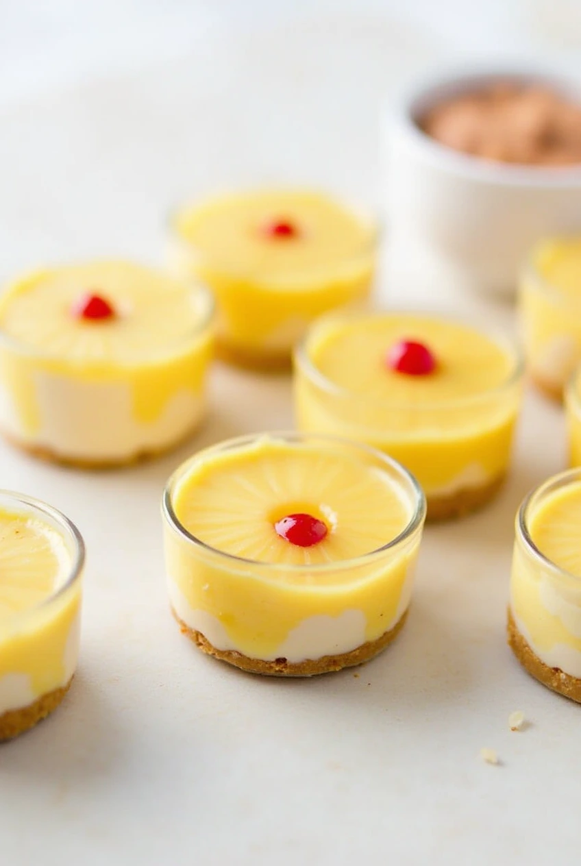 Mini Pineapple Upside-Down Cheesecakes