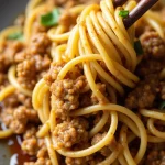 Asian-style ground beef pasta