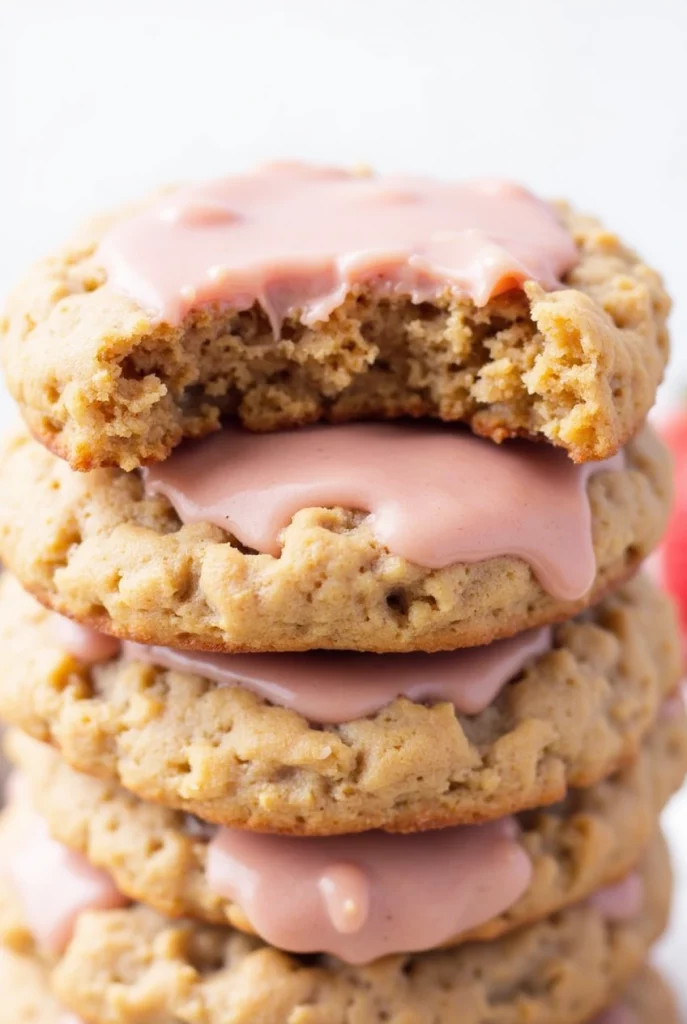 Strawberry Iced Oatmeal Cookies