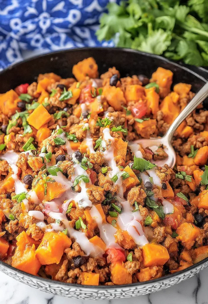 ground turkey sweet potato skillet
