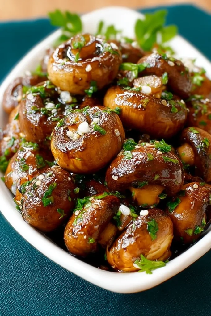 Balsamic Soy Roasted Garlic Mushrooms