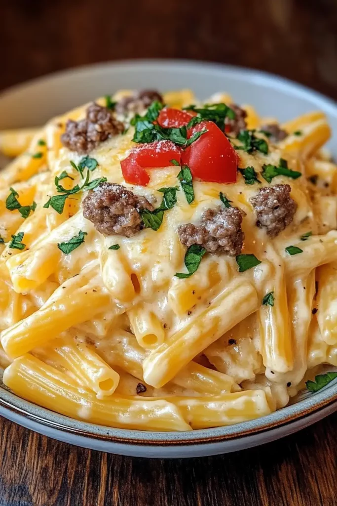 Cheeseburger Alfredo Pasta