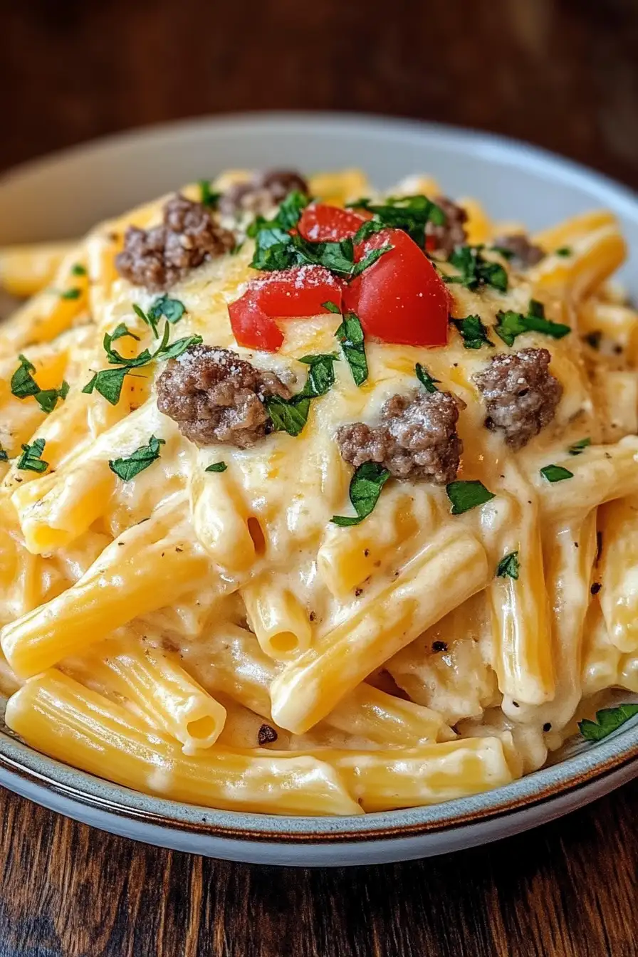 Cheeseburger Alfredo Pasta
