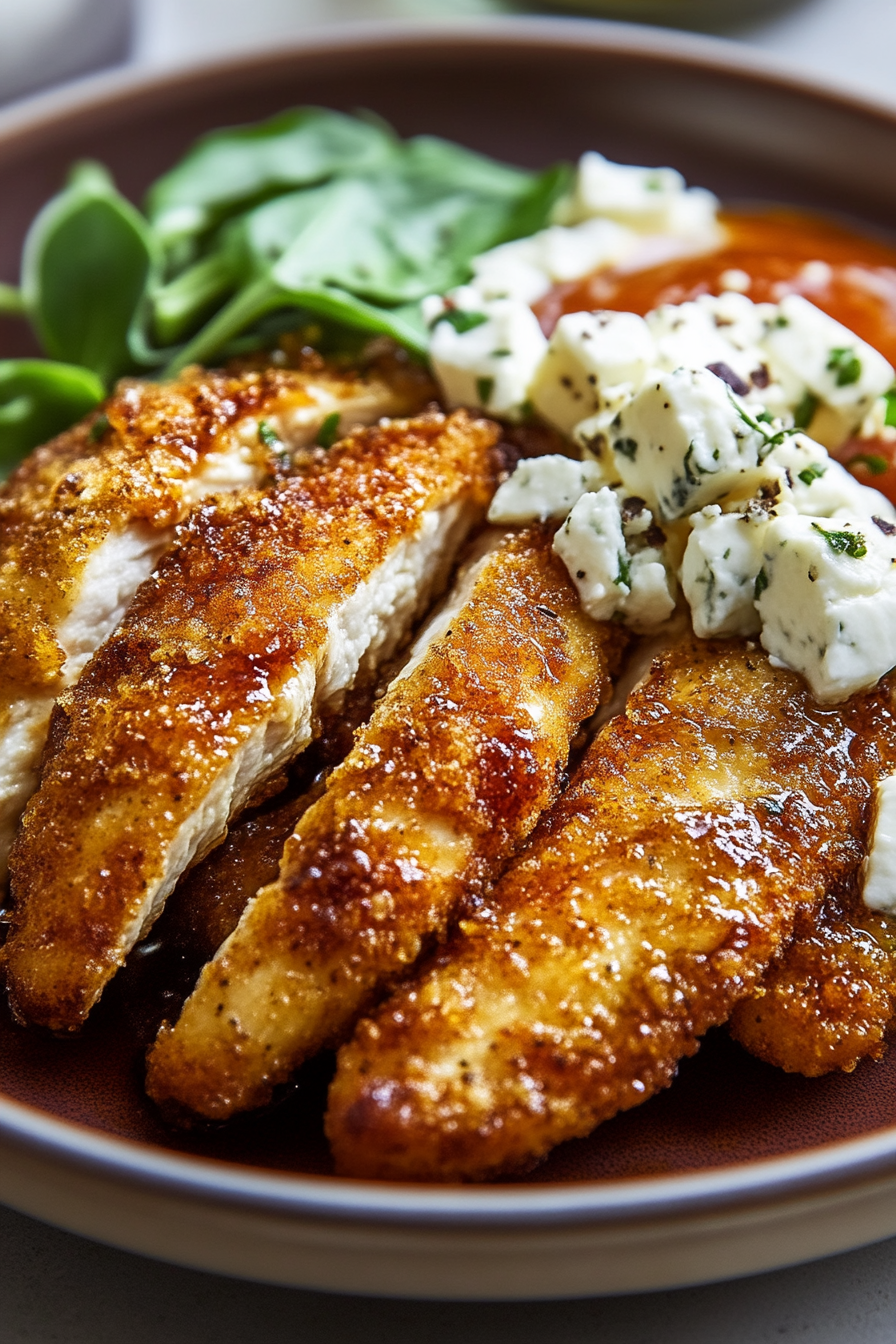 Crispy Hot Honey Feta Chicken