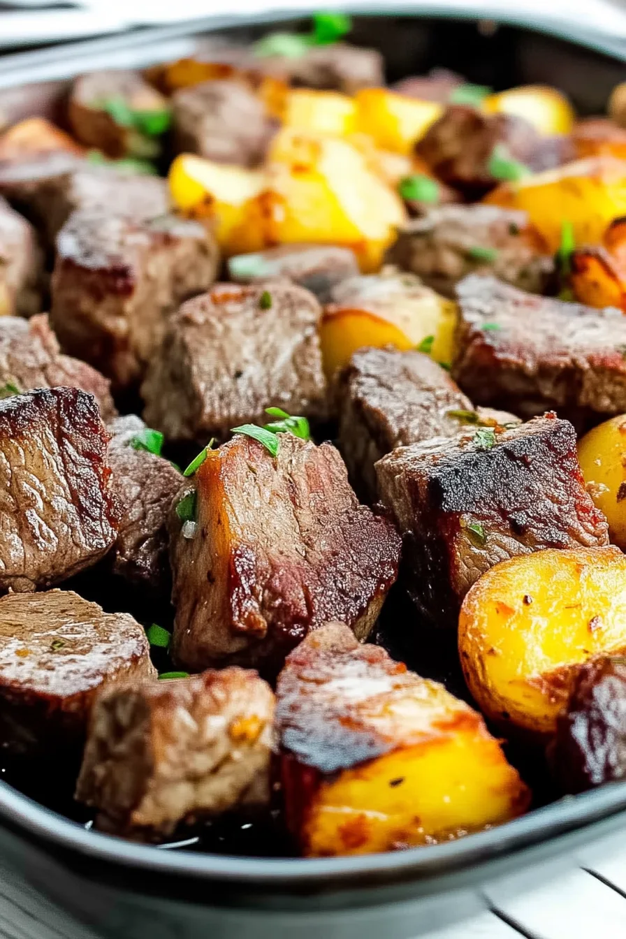 Garlic Butter Steak Bites and Potatoes