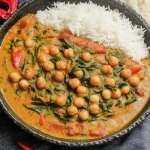 Vegan Chickpea Curry with Spinach and Tomatoes