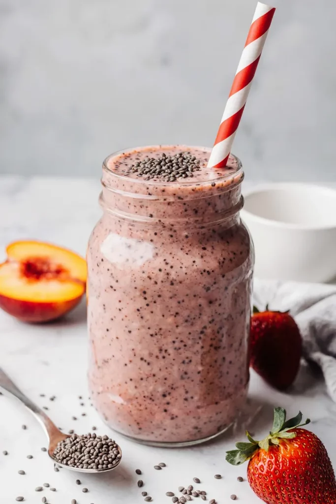 Strawberry Peach Chia Seed Smoothie
