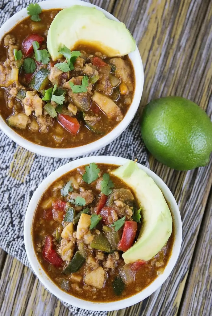 Slow Cooker Tempeh Chili ( top view )