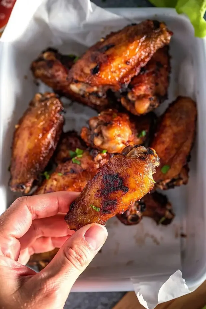 Crispy Baked Chicken Wings taked one piece 