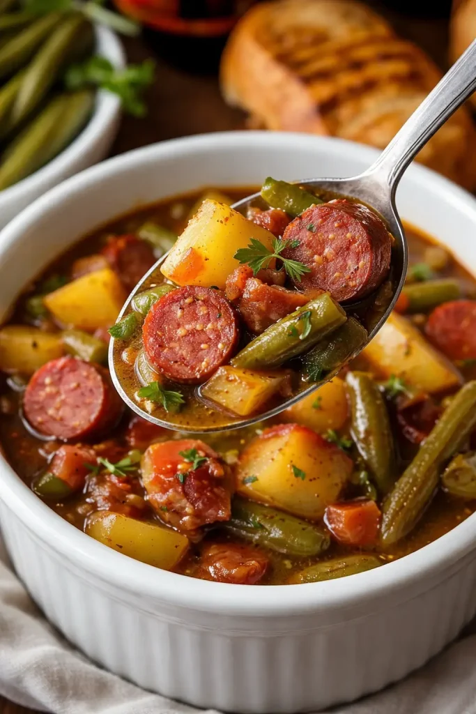 Crockpot Kielbasa and Green Beans