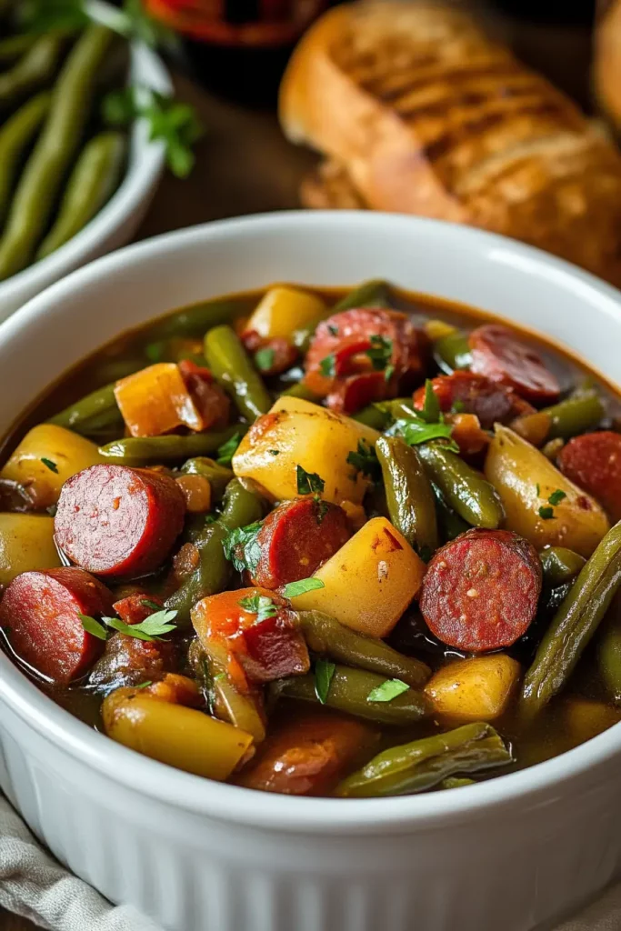 Crockpot Kielbasa and Green Beans