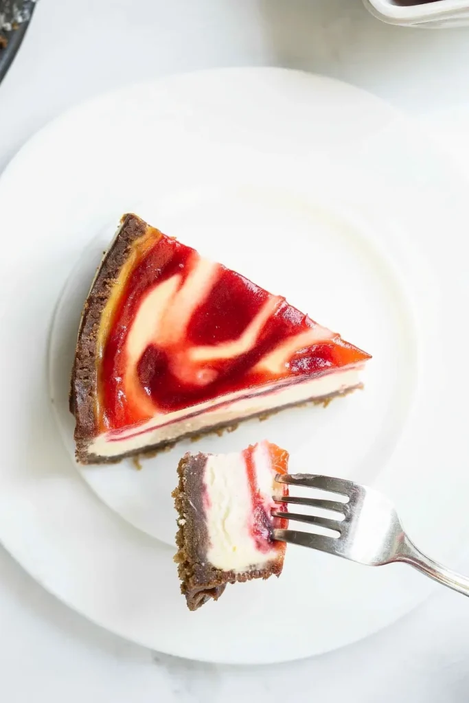 Strawberry Swirl Cheesecake top view