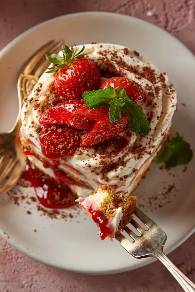 Strawberry Tiramisu top view