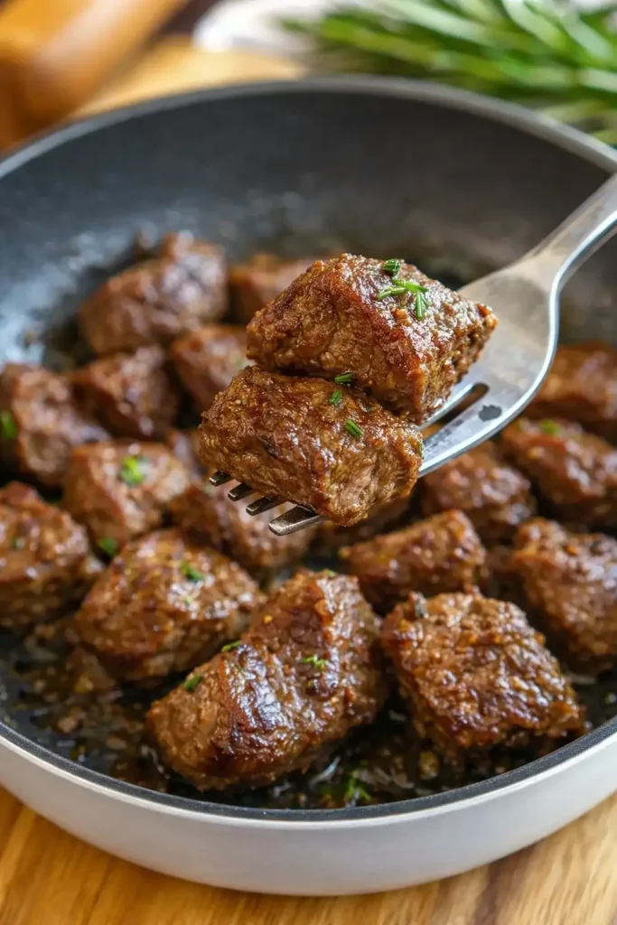 Air Fryer Steak Bites ( top view )