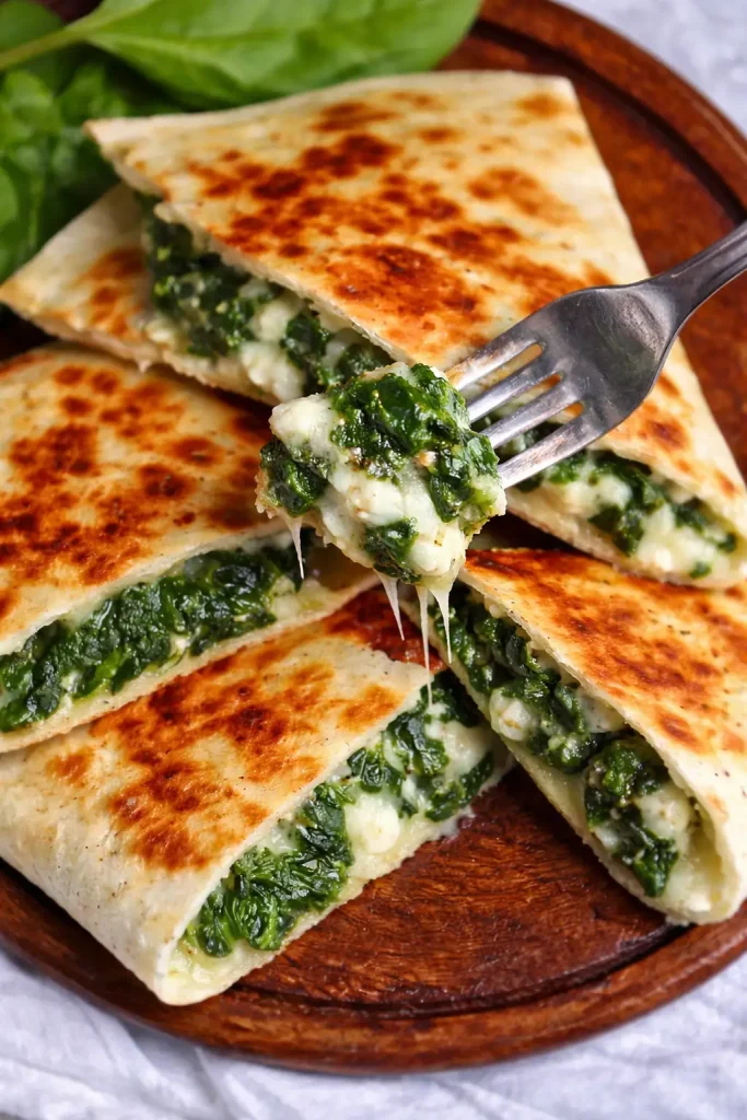 Spinach and Feta Quesadillas ( top view )