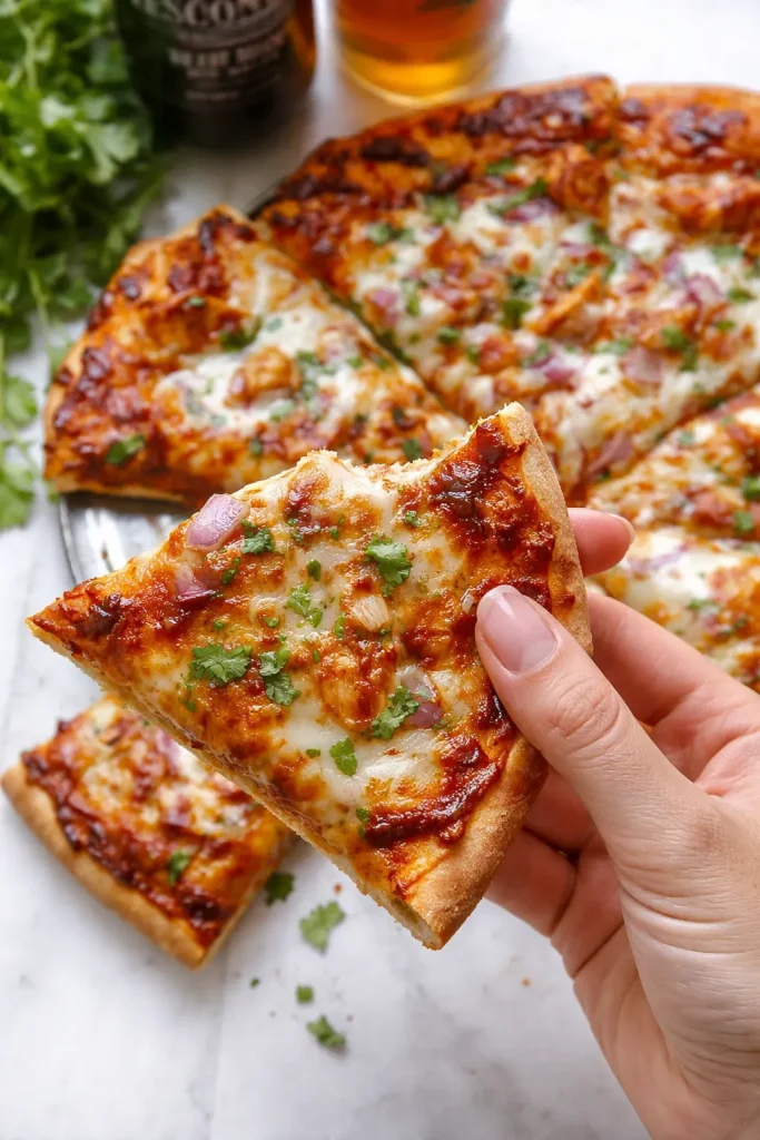 BBQ Chicken Pizza ( top view )