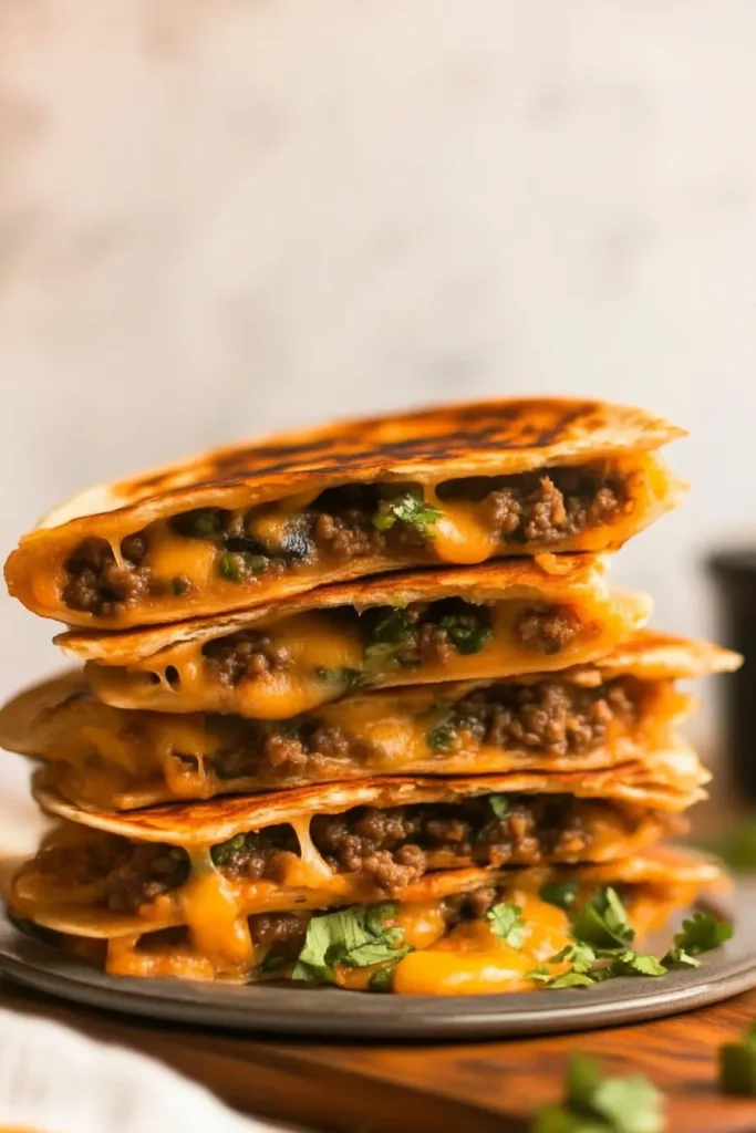 Cheesy Ground Beef Quesadillas