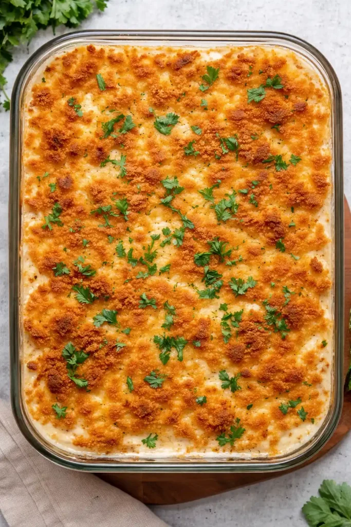 Million Dollar Chicken Casserole from top view