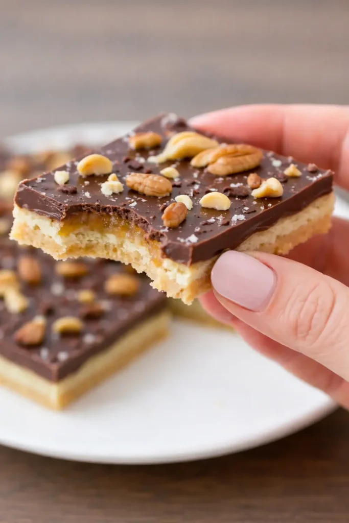 Saltine crackers arranged in a baking tray and covered with bubbling caramel butter mixture as the base for pecan toffee