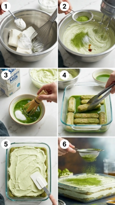 Vegan Matcha Tiramisu  step by step image 
