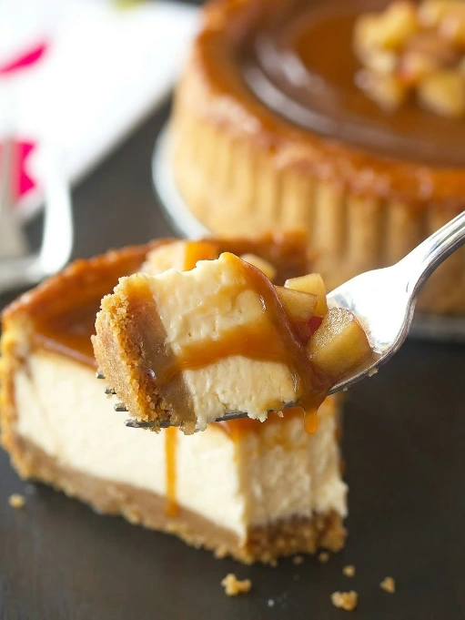 Caramel Apple Cheesecake with fork