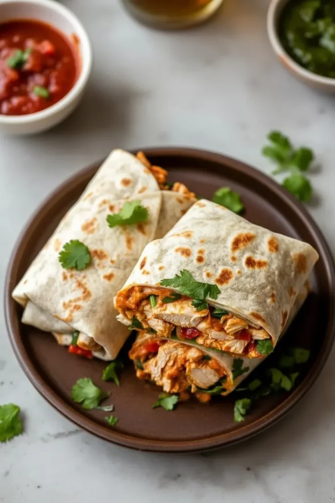 30-Minute Spicy Thai Chicken Wraps with Peanut Dipping Sauce