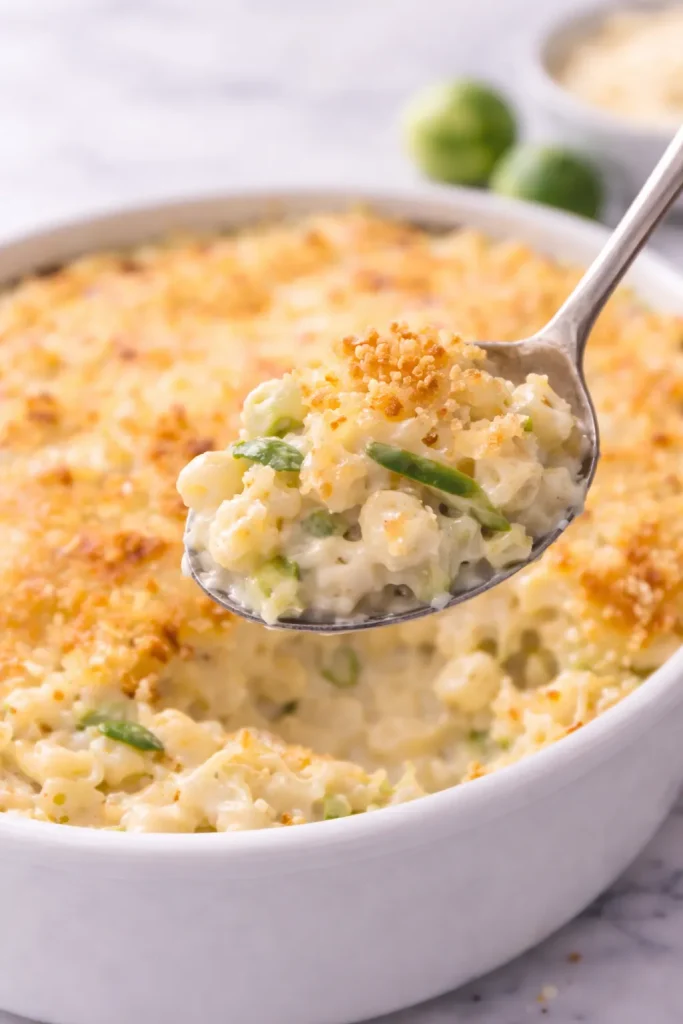 Brussels Sprout Mac 'n Cheese full spoon