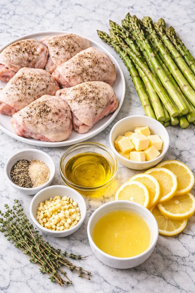 Ingredients Lemon Garlic Chicken Thighs with Asparagus