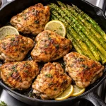 Lemon Garlic Chicken Thighs with Asparagus