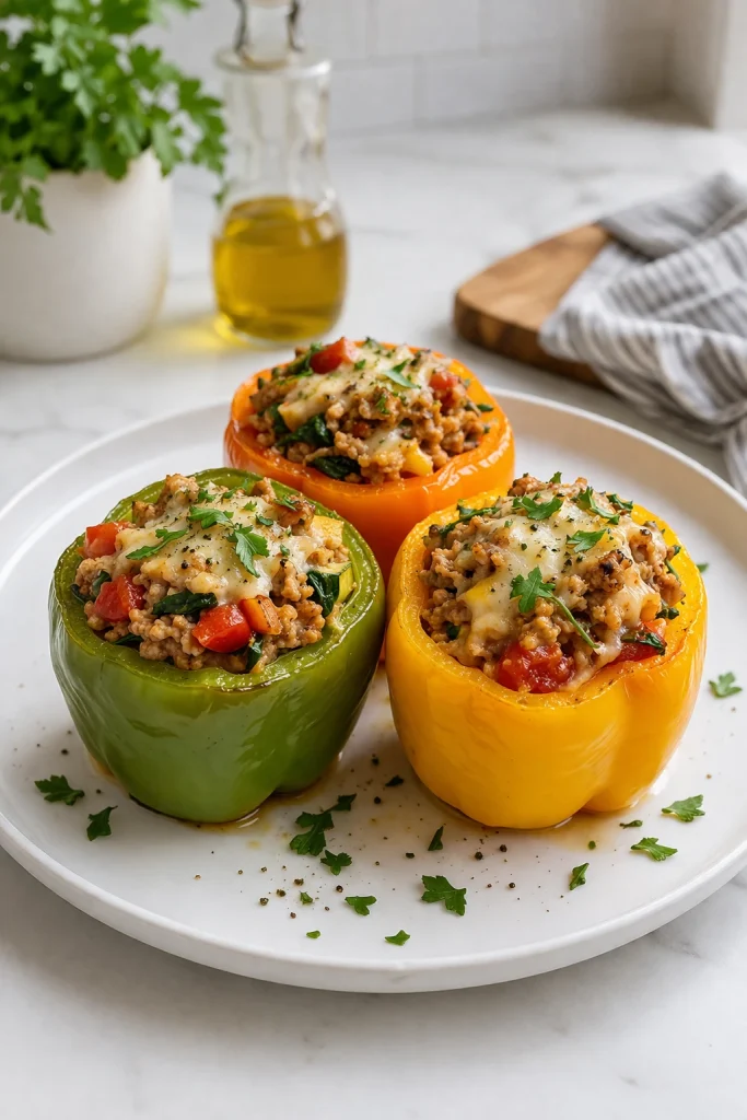 Stuffed Bell Peppers with Ground Turkey