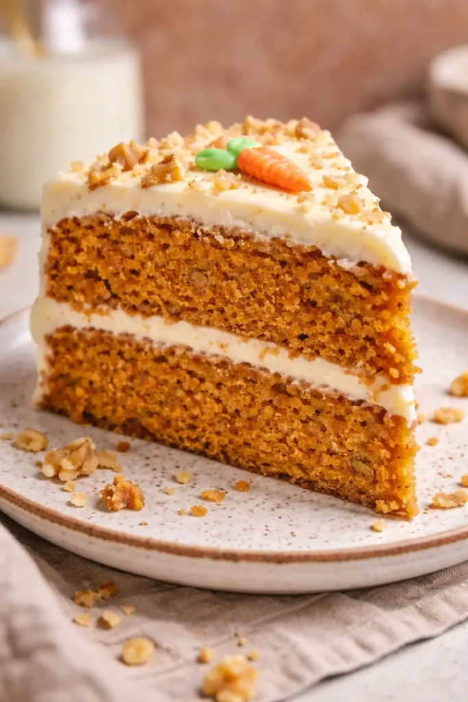 slice Carrot Cake with Cream Cheese Frosting