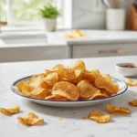 Crispy homemade air fryer potato chips in a bowl