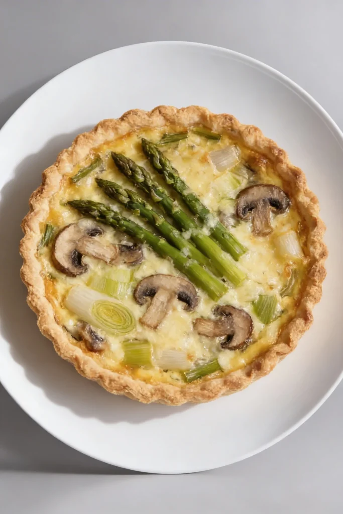 Asparagus Mushroom Quiche with Leeks and Gruyère Cheese