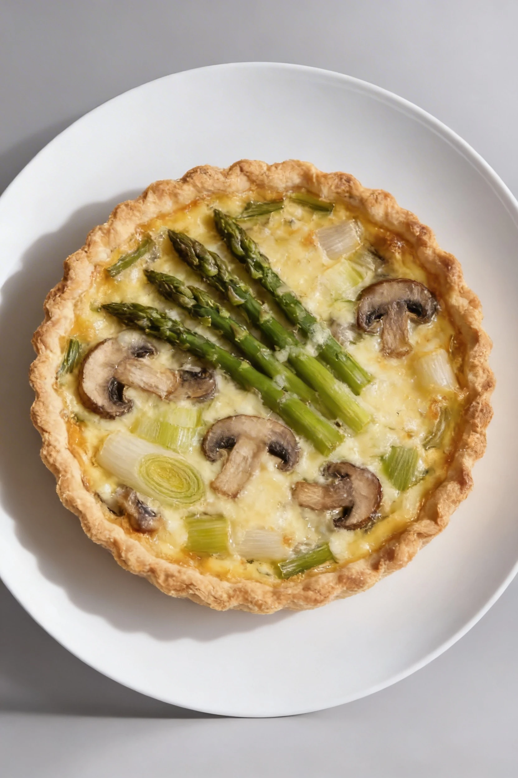 Asparagus Mushroom Quiche with Leeks and Gruyère Cheese