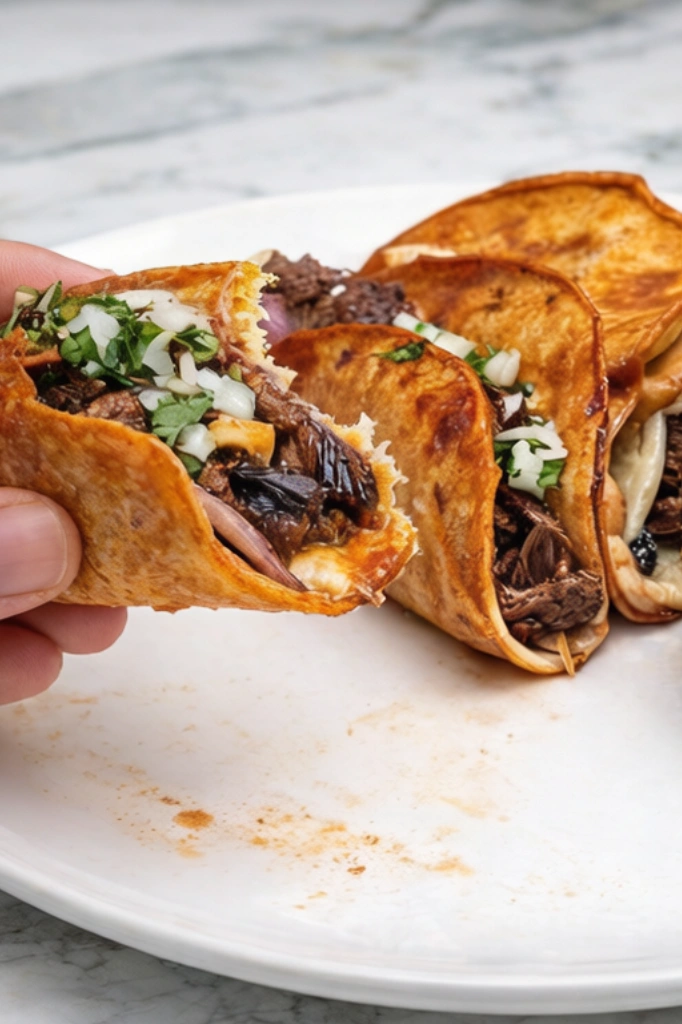 Birria Tacos with Consommé ( view 2)