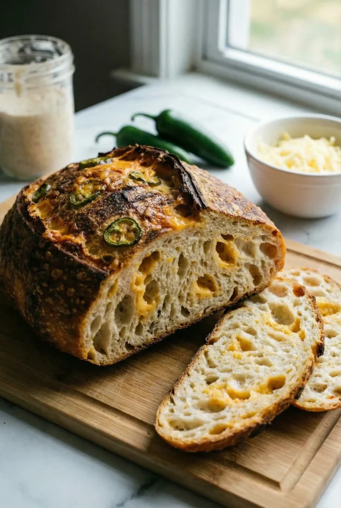 Jalapeño Cheddar Sourdough ( top view )