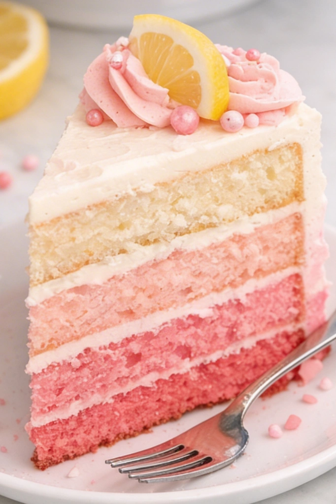Pink Lemonade Ombre Cake ( one slice)