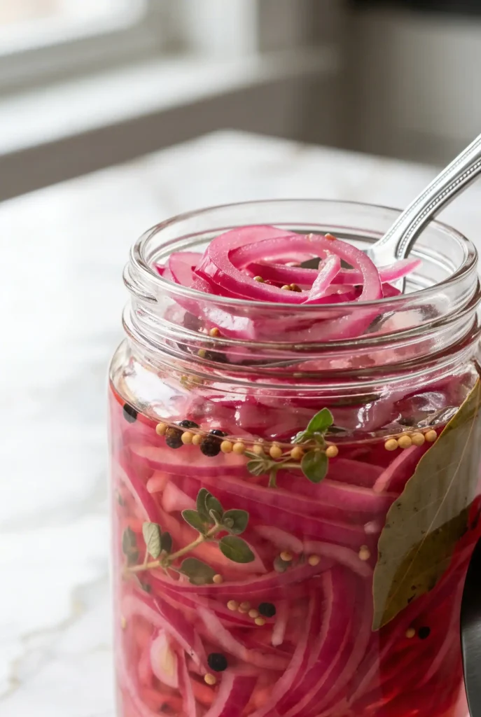 Quick Pickled Onions (  left side ) zoom in 