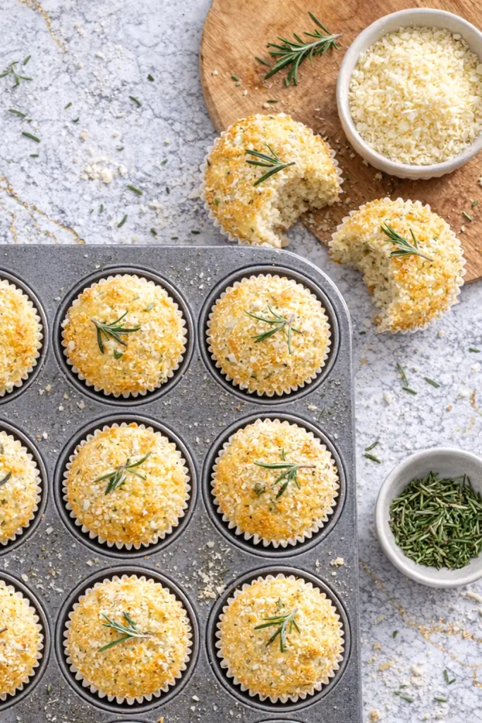 Rosemary Parmesan Muffins top view shot