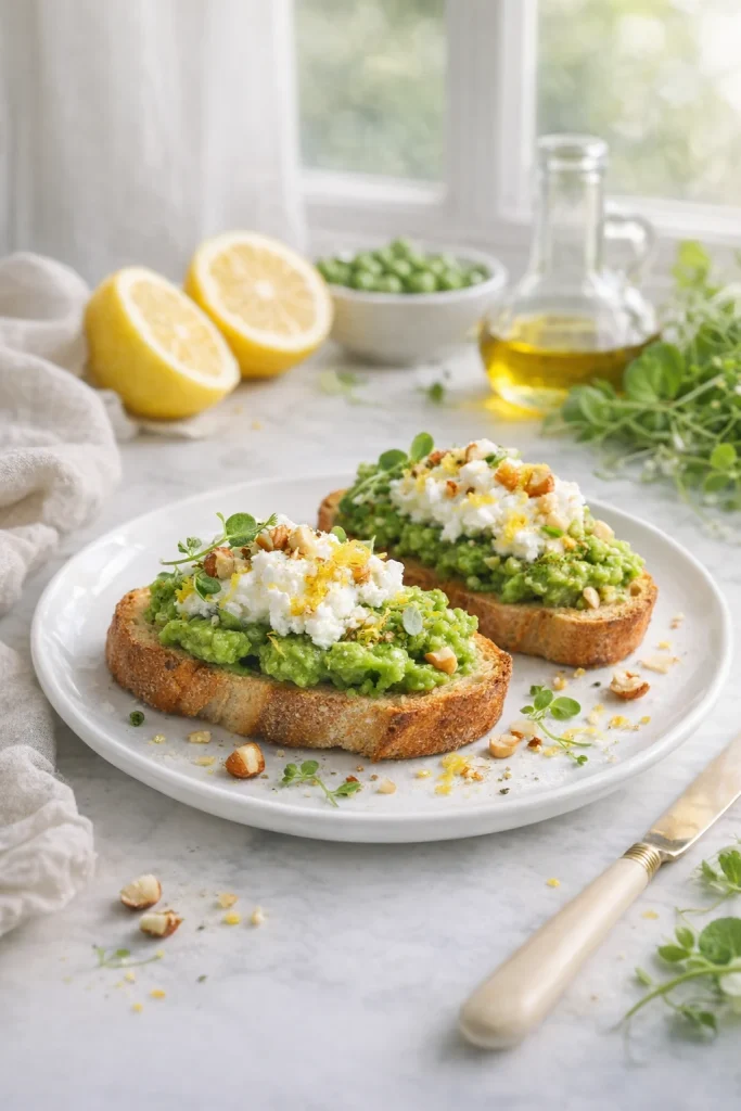 Spring Pea and Ricotta Crostini