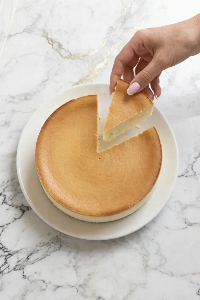 Tall and Creamy New York Cheesecake ( top view )