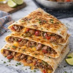 showing Steak Fajita Quesadillas from the top view